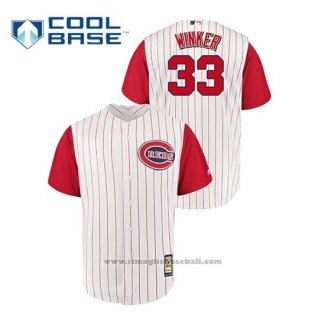 Maglia Baseball Uomo Cincinnati Reds Jesse Winker Throwback 1961 Cool Base Bianco Rosso