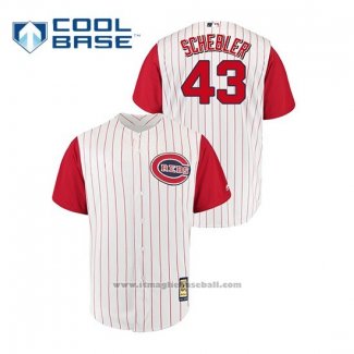 Maglia Baseball Uomo Cincinnati Reds Scott Schebler Throwback 1961 Cool Base Bianco Rosso