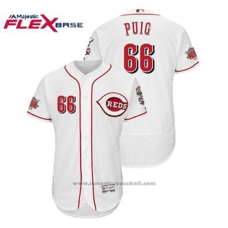 Maglia Baseball Uomo Cincinnati Reds Yasiel Puig Home Flex Base Bianco