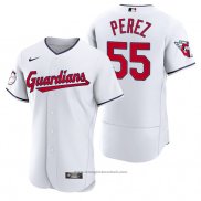 Maglia Baseball Uomo Cleveland Guardians Roberto Perez Autentico Home Bianco