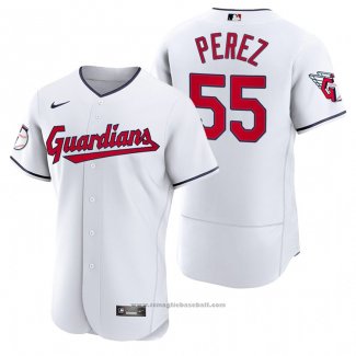 Maglia Baseball Uomo Cleveland Guardians Roberto Perez Autentico Home Bianco