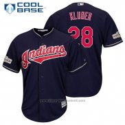 Maglia Baseball Uomo Cleveland Indians 2017 Postseason 28 Corey Kluber Blu Cool Base