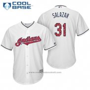 Maglia Baseball Uomo Cleveland Indians 2017 Stelle e Strisce 31 Danny Salazar Bianco Cool Base