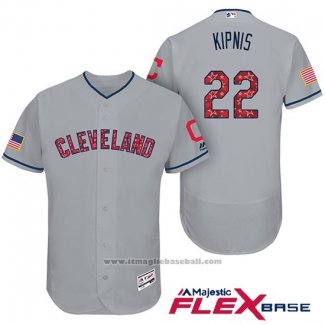 Maglia Baseball Uomo Cleveland Indians 2017 Stelle e Strisce Jason Kipnis Grigio Flex Base