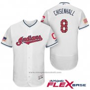 Maglia Baseball Uomo Cleveland Indians 2017 Stelle e Strisce Lonnie Chisenhall Bianco Flex Base