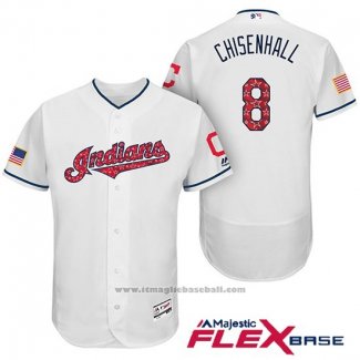 Maglia Baseball Uomo Cleveland Indians 2017 Stelle e Strisce Lonnie Chisenhall Bianco Flex Base