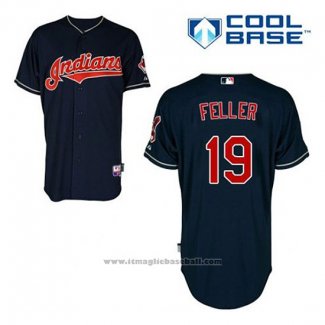 Maglia Baseball Uomo Cleveland Indians Bob Feller 19 Blu Alternato Cool Base