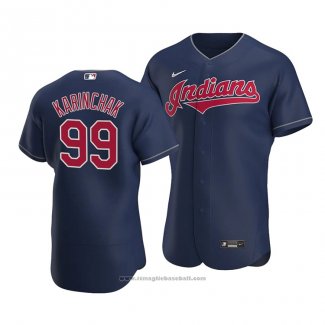 Maglia Baseball Uomo Cleveland Indians James Karinchak Autentico Alternato Blu