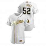 Maglia Baseball Uomo Cleveland Indians Mike Clevinger Golden Edition Autentico Bianco