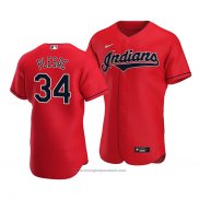 Maglia Baseball Uomo Cleveland Indians Zach Plesac Autentico Alternato Rosso