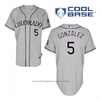 Maglia Baseball Uomo Colorado Rockies Carlos Gonzalez 5 Grigio Cool Base