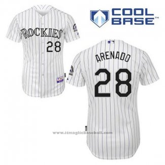 Maglia Baseball Uomo Colorado Rockies Nolan Arenado 28 Bianco Home Cool Base