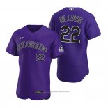 Maglia Baseball Uomo Colorado Rockies Sam Hilliard Autentico 2020 Alternato Viola