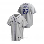 Maglia Baseball Uomo Colorado Rockies Trevor Story Replica Road Grigio