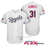 Maglia Baseball Uomo Kansas City Royals 2017 Stelle e Strisce Ian Kennedy Bianco Flex Base