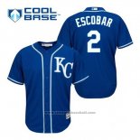 Maglia Baseball Uomo Kansas City Royals Alcides Escobar 2 Blu Alternato Cool Base