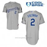 Maglia Baseball Uomo Kansas City Royals Alcides Escobar 2 Grigio Cool Base