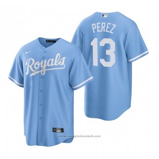 Maglia Baseball Uomo Kansas City Royals Salvador Perez 13 Replica Alternato Blu