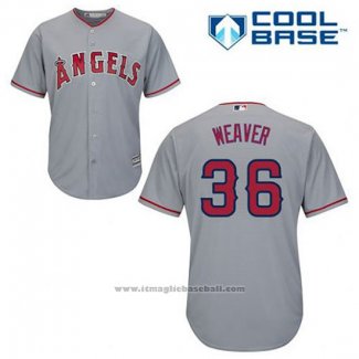 Maglia Baseball Uomo Los Angeles Angels Jerojo Weaver 36 Grigio Cool Base