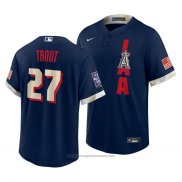 Maglia Baseball Uomo Los Angeles Angels Mike Trout 2021 All Star Replica Blu