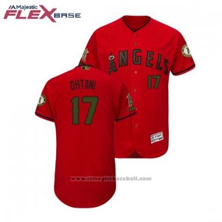 Maglia Baseball Uomo Los Angeles Angels Shohei Ohtani 2018 Memorial Day Flex Base Scarlet