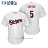 Maglia Baseball Uomo Los Angeles Dodgers 2017 Stelle e Strisce Corey Seager Bianco Cool Base