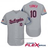 Maglia Baseball Uomo Los Angeles Dodgers 2017 Stelle e Strisce Justin Turner Grigio Flex Base