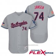 Maglia Baseball Uomo Los Angeles Dodgers 2017 Stelle e Strisce Kenley Jansen Grigio Flex Base