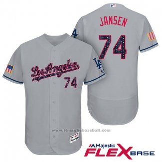 Maglia Baseball Uomo Los Angeles Dodgers 2017 Stelle e Strisce Kenley Jansen Grigio Flex Base