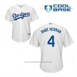 Maglia Baseball Uomo Los Angeles Dodgers Babe Herman 4 Bianco Home Cool Base