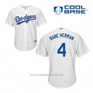 Maglia Baseball Uomo Los Angeles Dodgers Babe Herman 4 Bianco Home Cool Base