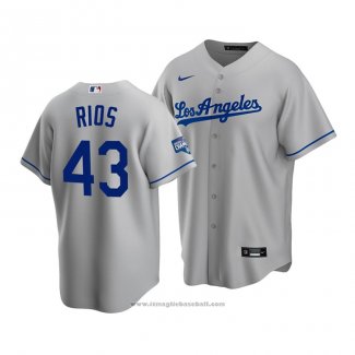 Maglia Baseball Uomo Los Angeles Dodgers Edwin Rios 2020 Replica Road Grigio