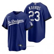 Maglia Baseball Uomo Los Angeles Dodgers Eric Karros 2021 City Connect Replica Blu