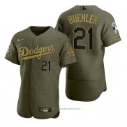 Maglia Baseball Uomo Los Angeles Dodgers Walker Buehler Camouflage Digitale Verde 2021 Salute To Service