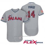 Maglia Baseball Uomo Miami Marlins 2017 Stelle e Strisce Martin Prado Grigio Flex Base