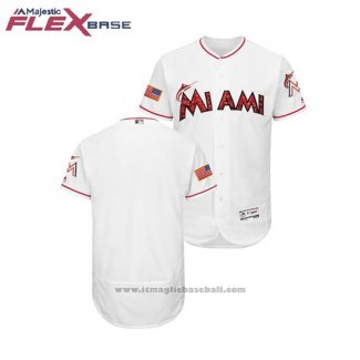 Maglia Baseball Uomo Miami Marlins 2018 Stars & Stripes Flex Base Bianco