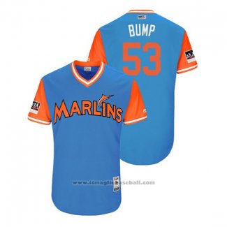 Maglia Baseball Uomo Miami Marlins Brett Graves 2018 LLWS Players Weekend Bump Blu