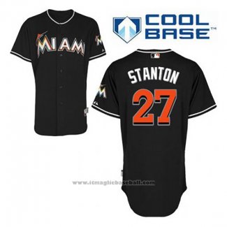 Maglia Baseball Uomo Miami Marlins Giancarlo Stanton 27 Nero Alternato Cool Base