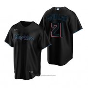 Maglia Baseball Uomo Miami Marlins Jesus Aguilar Replica Alternato Nero