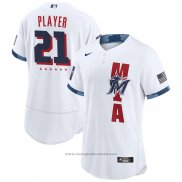 Maglia Baseball Uomo Miami Marlins Personalizzate 2021 All Star Autentico Bianco