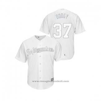 Maglia Baseball Uomo Milwaukee Brewers Adrian Houser 2019 Players Weekend Replica Bianco