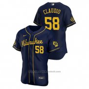 Maglia Baseball Uomo Milwaukee Brewers Alex Claudio Autentico 2020 Alternato Blu