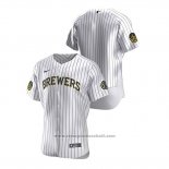 Maglia Baseball Uomo Milwaukee Brewers Autentico 2020 Home Bianco