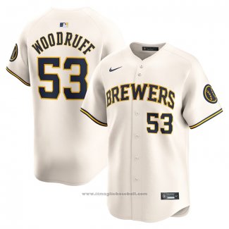 Maglia Baseball Uomo Milwaukee Brewers Brandon Woodruff Home Limited Crema