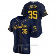 Maglia Baseball Uomo Milwaukee Brewers Brent Suter Autentico 2020 Alternato Blu