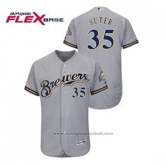 Maglia Baseball Uomo Milwaukee Brewers Brent Suter Autentico Flex Base Grigio