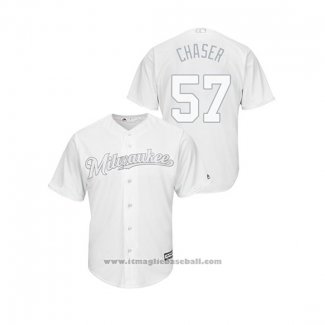 Maglia Baseball Uomo Milwaukee Brewers Chase Anderson 2019 Players Weekend Replica Bianco