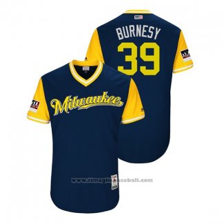 Maglia Baseball Uomo Milwaukee Brewers Corbin Burnes 2018 LLWS Players Weekend Burnesy Blu