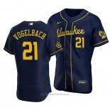 Maglia Baseball Uomo Milwaukee Brewers Daniel Vogelbach Autentico Alternato Blu