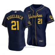 Maglia Baseball Uomo Milwaukee Brewers Daniel Vogelbach Autentico Alternato Blu